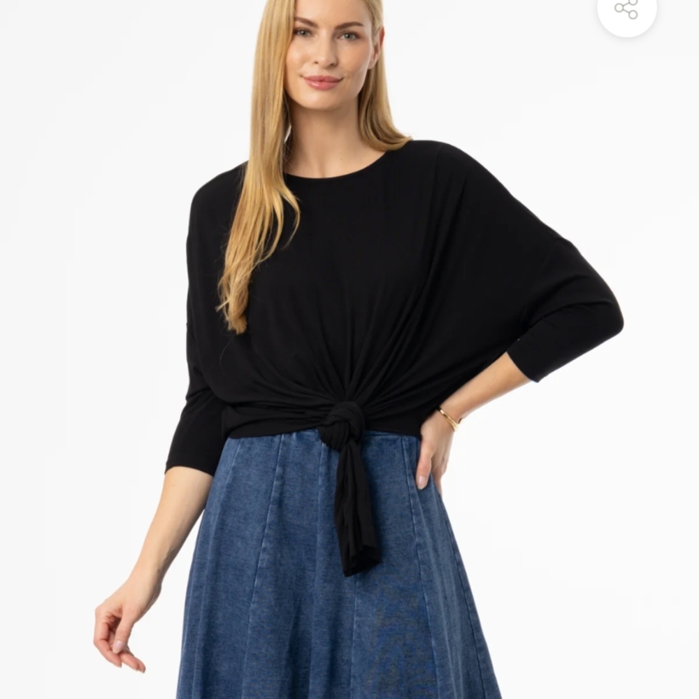 Black Dolman Knot Tee Size L